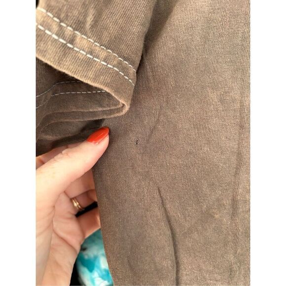 🐿️ NWOT Nirvana Smiley Face Mineral Wash Brown Graphic Short Sleeve Tee Large - Picture 6 of 7